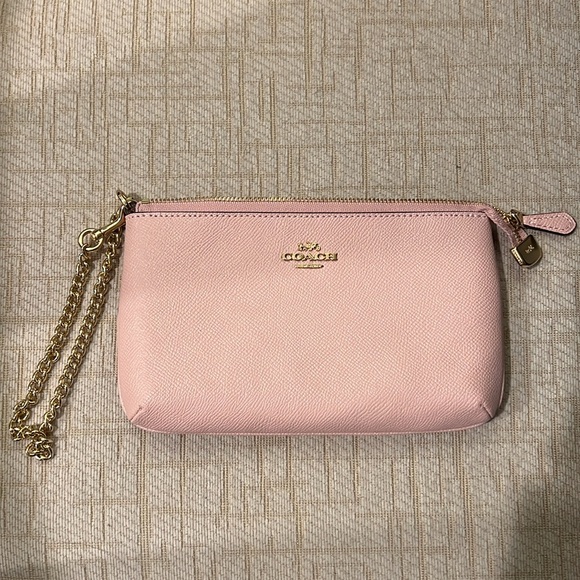Coach Pink and Gold Clutch/Wristlet with Chain Strap - Picture 4 of 5